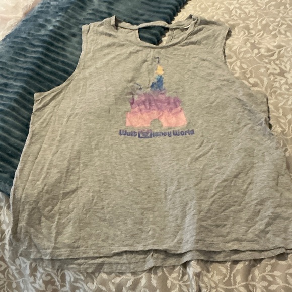 Disney Tops - Disney castle tank with open back detail.